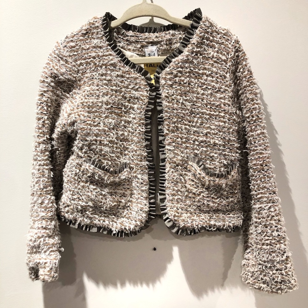 ZARA KIDS fuzzy tweed blazer